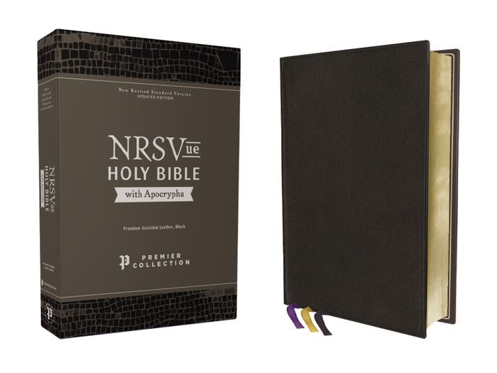 NRSVue, Holy Bible With Apocrypha, Premium Goatskin Leather, Black ...