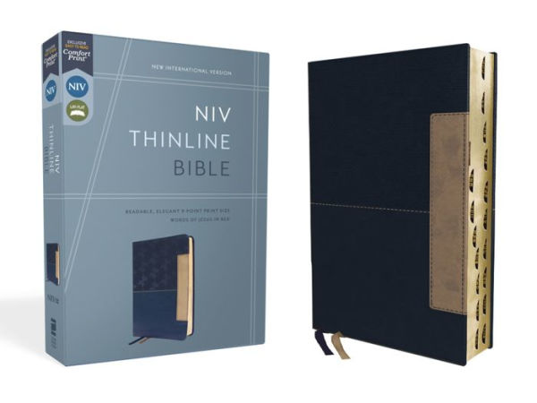 NIV, Thinline Bible, Leathersoft, Blue, Red Letter, Thumb Indexed, Comfort Print