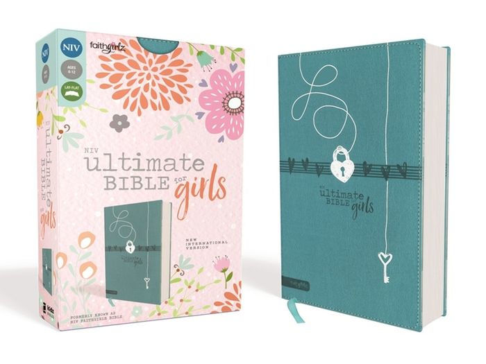 NIV, Beautiful Word Coloring Bible for Girls Pencil/Sticker Gift Set,  Updated, Leathersoft Over Board, Teal, Comfort Print: 600+ Verses to Color