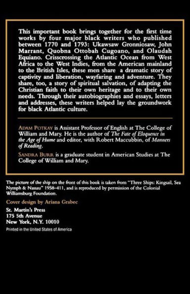 Black Atlantic Writers Of The Eighteenth Century: Living The New Exodus In England And The Americas: Selections From