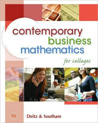 Title: Contemporary Business Mathematics for Colleges (with CD-ROM) / Edition 15, Author: James E. Deitz