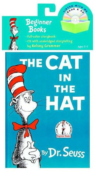 cat in the hat reading a book