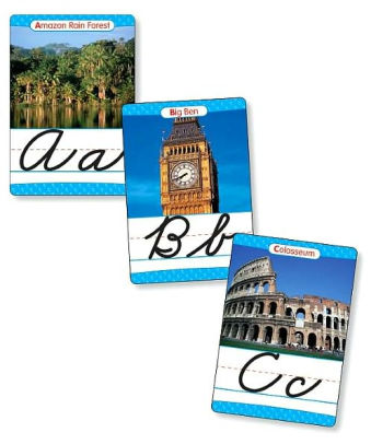 Around the World Cursive Alphabet Set: 26 Ready-to-Display Letter Cards with Fabulous Photos of Extraordinary Natural Wonders, Ancient Sites, Architecture, and More, Grades 2-6