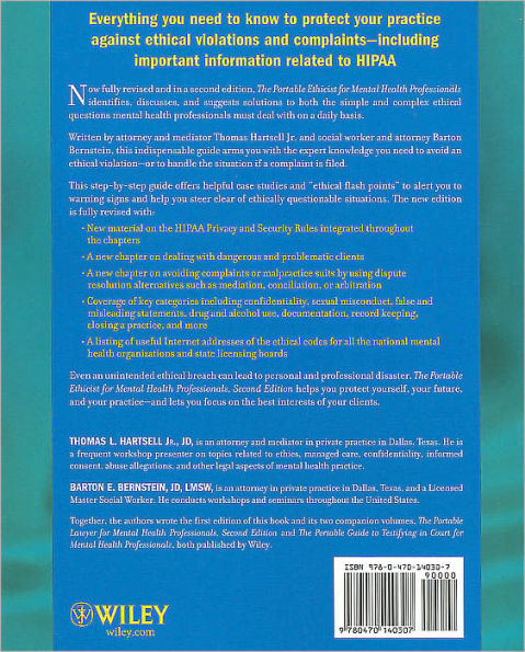 The Portable Ethicist for Mental Health Professionals, with HIPAA Update: A Complete Guide to Responsible Practice / Edition 2