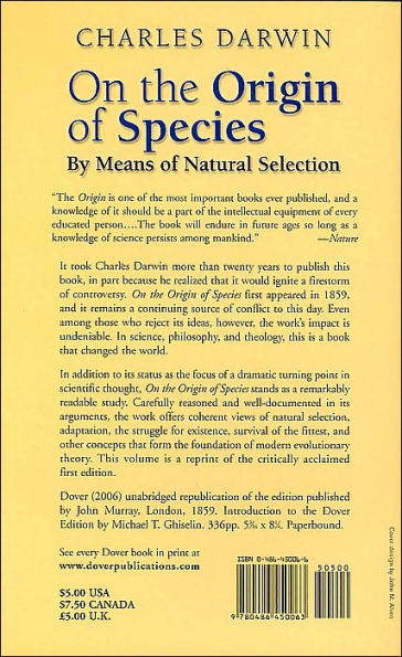 On the Origin of Species: By Means of Natural Selection