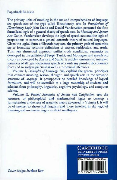 Meaning and Speech Acts: Volume 1, Principles of Language Use