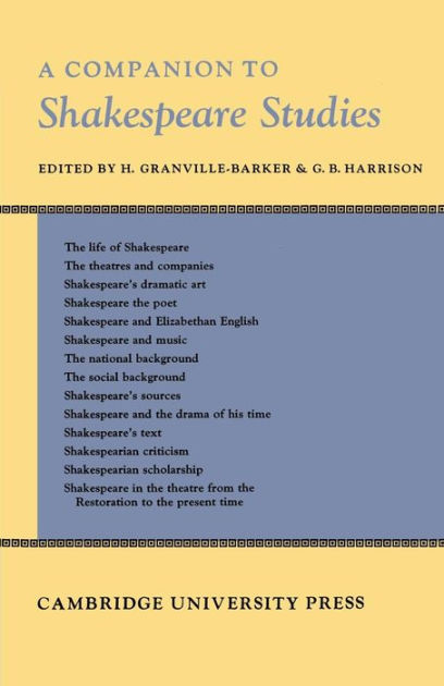 Companion to Shakespeare Studies by H. Granville Barker Paperback