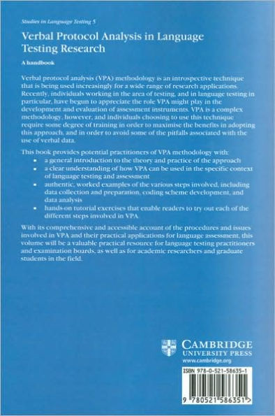 Verbal Protocol Analysis in Language Testing Research: A Handbook