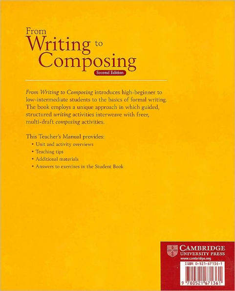 From Writing to Composing Teacher's Manual: An Introductory Composition Course for Students of English / Edition 2