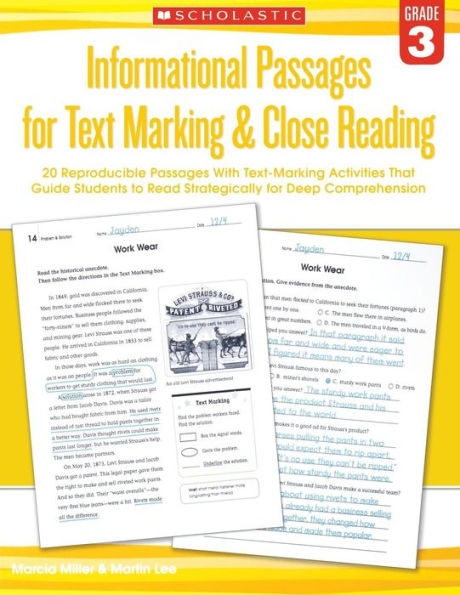 Informational Passages for Text Marking & Close Reading: Grade 3: 20 Reproducible Passages With Text-Marking Activities That Guide Students to Read Strategically for Deep Comprehension