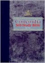 Concordia Self-Study Bible, Reference Edition: New International Version (NIV), blue paper over board, thumb-indexed, center-referenced, concordance, words of Christ in red