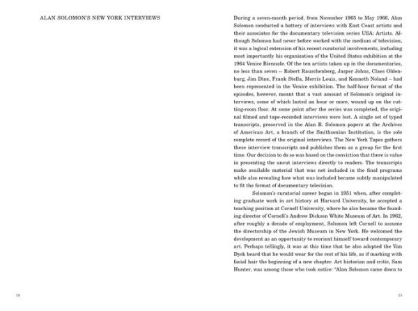 The New York Tapes: Alan Solomon's Interviews for Television, 1965-66