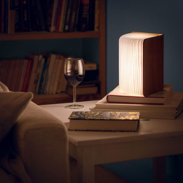 Wooden Folding LED Book Lamp Featuring No Light is Brighter Quotation