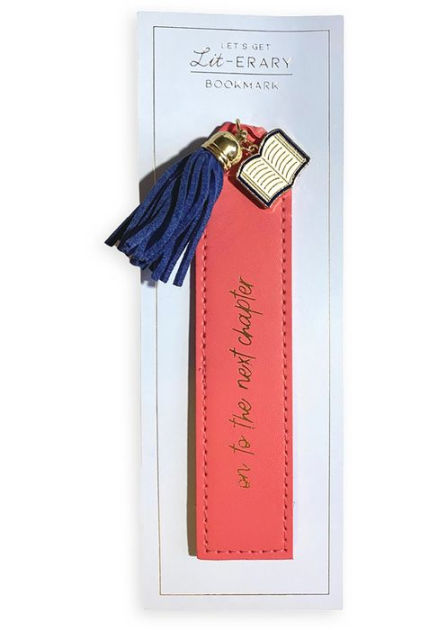 Leatherette Bookmark Pink with Blue Tassel and Book Charm by Oliver Smith &  Co, LLC