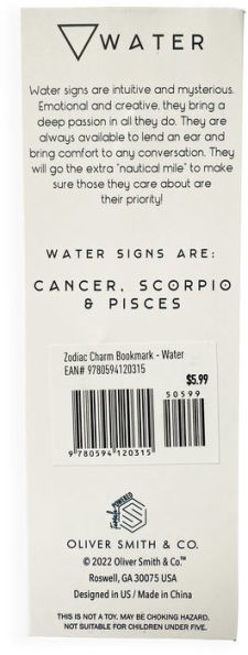 Zodiac Elements Charm Bookmark - Water