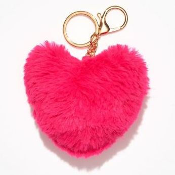 Pink Fuzzy Heart Keychain