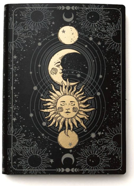 Sun and Moon Celestial Journal, Notebook with Latch Closure, Embossed  Leather