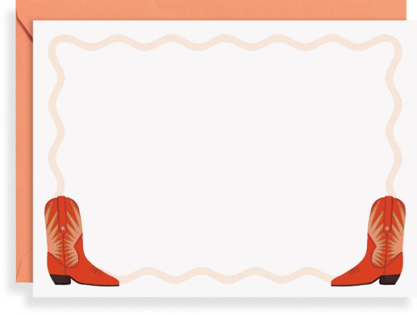 Correspondence Stationery Cowboy Boots Set of 10