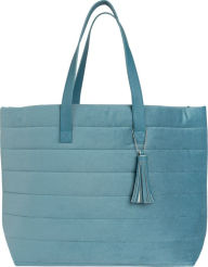 Title: B&N Exclusive Silvery Blue Quilted Velvet Tote
