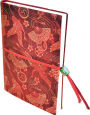 Storks and Fans Red Italian Leather Journal 6x8