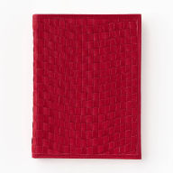 Title: Red Dahlia Woven Leather Journal