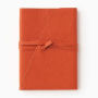Orange Genuine Leather 6x8 Journal with Matching Leather Wrapping Tie and Stitching