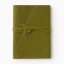 Dark Green Genuine Leather 6X8 Jounral with Matching Leather Wrapping Tie and Stitching