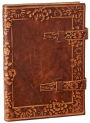 Floral Scalloped Design Italian Leather Lined Journal with Tabs (6'' x 8.5'')