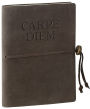 Carpe Diem Brown Italian Suede Lined Bound Tie Journal (6'' x 8