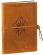 Windrose Embossed Caramel Italian Leather Journal with Bead Tie 6'' x 8''