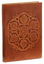 Antique Debossed Leaves Brown Italian Leather Lined Journal (6'' x 8'')
