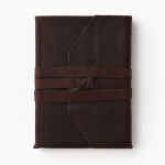 Alternative view 1 of Wrap Soft Brown Italian Leather Journal with Lace Up Tie- Lined- 9''x7''