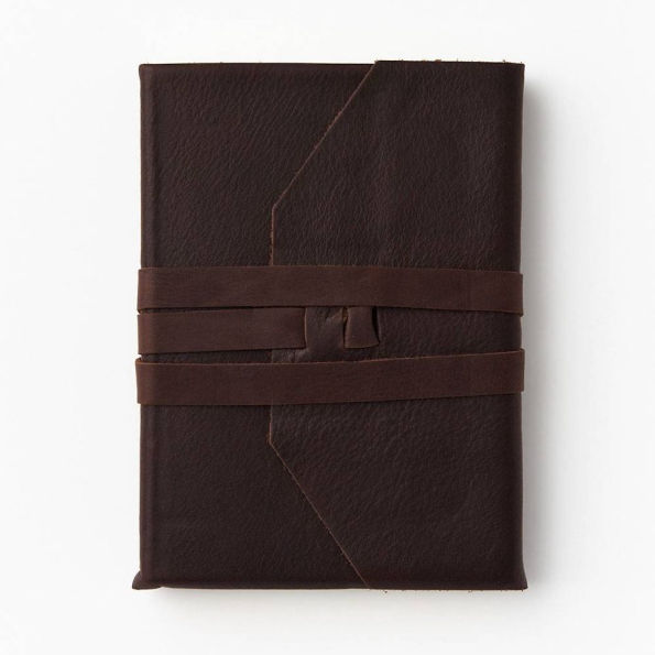 Wrap Soft Brown Italian Leather Journal with Lace Up Tie- Lined- 9''x7''