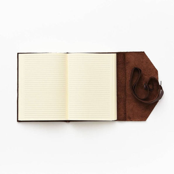 Wrap Soft Brown Italian Leather Journal with Lace Up Tie- Lined- 9''x7''