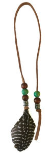 Title: Black Feather Charm Leather Bookmark