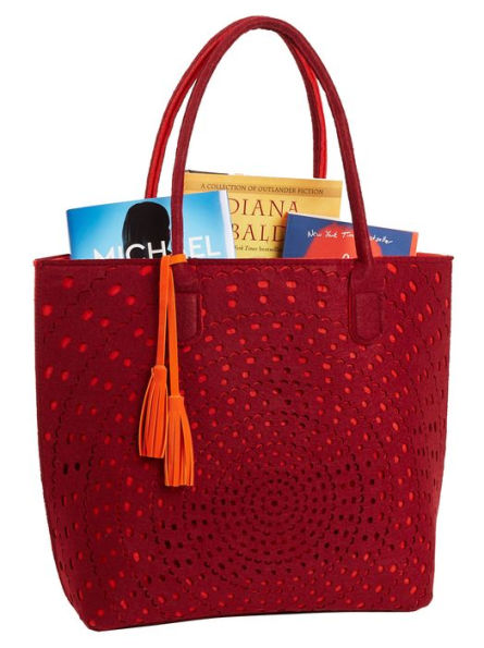 Crimson and Russet Laser-Cut Felt Tessa Tote Bag