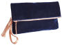 Autumn Velvet Dark Midnight Foldover Pouch with Rose Gold Zipper (8.5