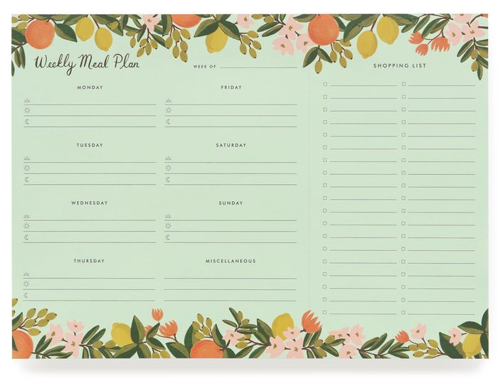 Citrus Floral Weekly Meal Planner Notepad by Rifle Paper Co. Barnes