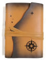 Compass Motif Distressed Tan Leather Journal with Tie (4