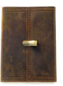 Dark Brown Leather Journal with Flap and Old Bronze Lever Closure