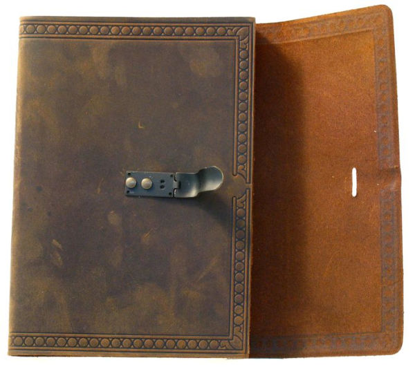 Dark Brown Leather Journal with Flap and Old Bronze Lever Closure