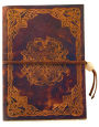 Longobardo Embossed Brown Leather Journal with Wooden Bead Closure