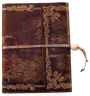Rinascimento Embossed Brown Leather Journal with Flap and Wooden Bead Closure