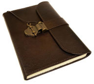 Title: Dark Brown Leather Journal with Flap and Latch Closure