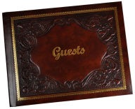 Burgundy Gold Embossed Italian Leather Bound Guest Book (8.5