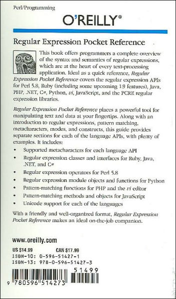 Regular Expression Pocket Reference: Regular Expressions for Perl, Ruby, PHP, Python, C, Java and .NET