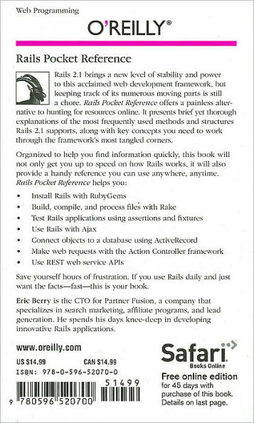 Rails Pocket Reference: A Quick Guide to Rails