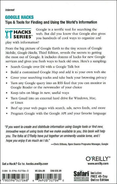 Google Hacks: Tips & Tools for Finding and Using the World's Information