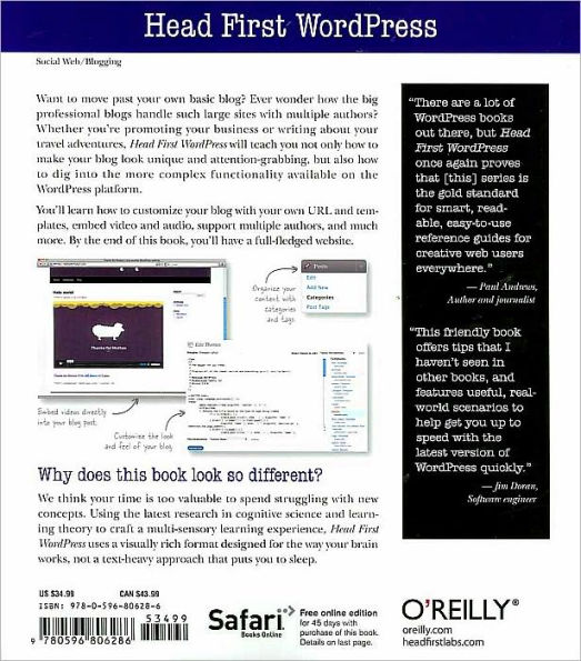 Head First WordPress: A Brain-Friendly Guide to Creating Your Own Custom WordPress Blog