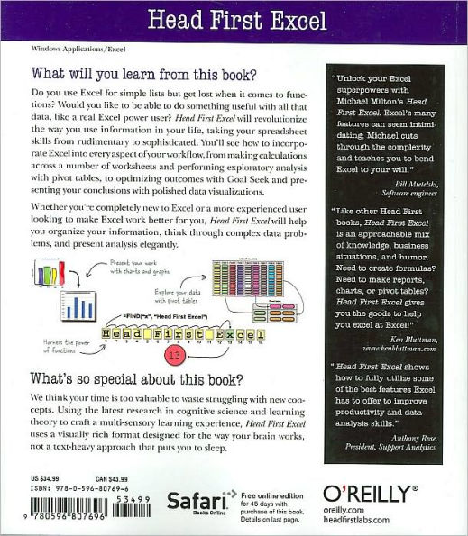 Head First Excel: A learner's guide to spreadsheets
